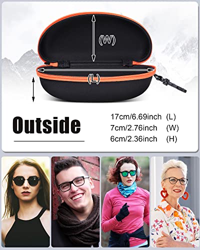Image of Treela 24 Pcs Sunglasses Case Portable Travel Hard Shell Zipper Frame Summer Eyeglasses Case with Plastic Hook for Women Men