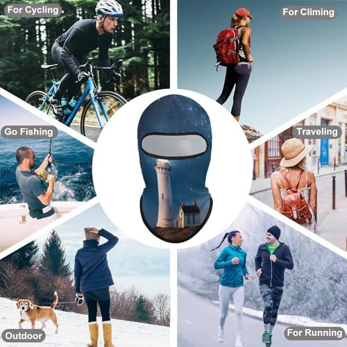 Balaclava Lighthouse Under Starry Night para hombre y mujer, máscara facial transpirable con protección solar, cubre cabeza completa para senderismo, ciclismo, carrera y conducción miniatura 6