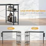 TIQLAB Small L Shaped Desk with Power Outlets - 40 inch Gaming Corner Computer Desk Writing Table, Reversible Large Storage Shelves, Bookshelf Workstation for Study Play Work Home Office, Black - Image 5