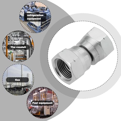 Image of 2PCS Hydraulic Female to Female Equal Swivel Coupling Adaptor Connector, Carbon Steel, 3 /8 Inch BSP to 3 /8 Inch BSP, 15.2mm ID