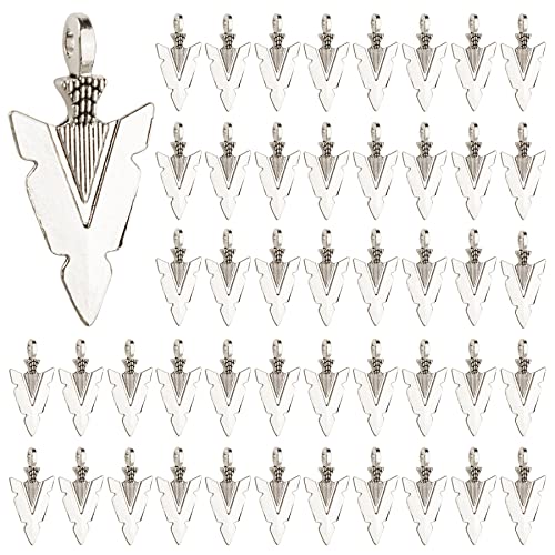 AUEAR 200 Pack Silver Arrowhead Charm Pendant Beads for DIY Bracelet Necklace Crafts Jewelry Making