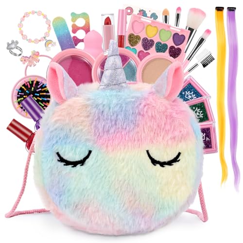 Maquilhagem para Meninas, Anpro Kit de Maquilhagem para Meninas, Jogo de Maquilhagem para Crianças, Maquilhagem Lavável e Segura para Meninas, Brinquedo de Maquilhagem para Aniversário 3 4 5 6 7 8 9