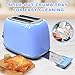 Toaster 2 slice, KitchMix Retro Stainless Steel Toaster with 6 Settings, 1.5 In Extra Wide Slots, Bagel/Defrost/Cancel Function, Removable Crumb Tray (Blue)