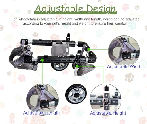 Dog Wheelchair Disabled Injured Lame Dog Wheelchair Cart, Adjustable Back Legs Support Assist, Paralysis Arthritis Hip Dysplasia Pet Assisting Healing Aids(L)