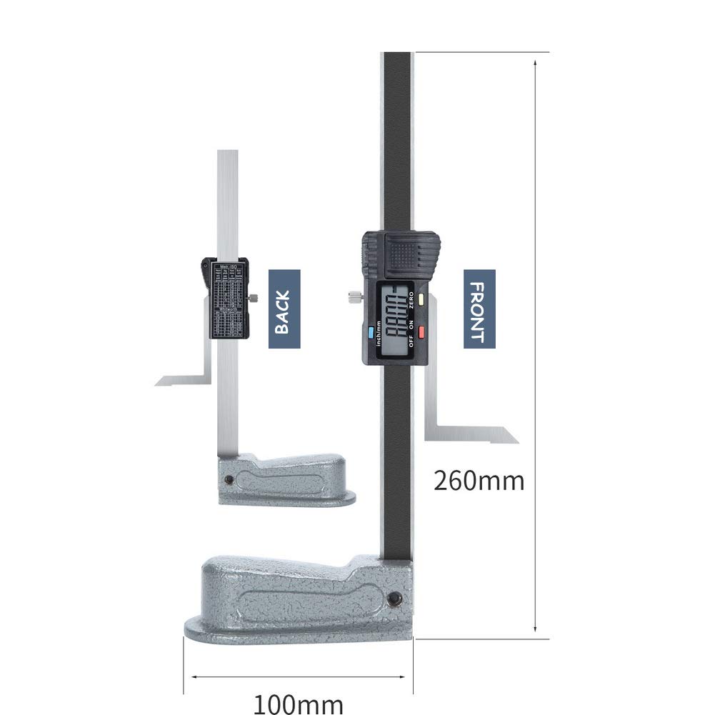 Misuratore di altezza digitale (0-150 mm), misuratore di profondità di apertura di precisione digitale - con base in acciaio inossidabile