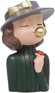 Cabilock Vaso de flores para meninas fofas de resina para suculentas, vaso de flores, rosto e flores, caneta de mesa, suporte para joias, estátua de mesa