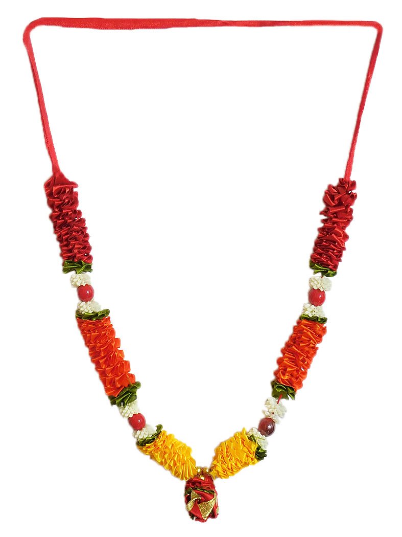 DollsofIndia Red, Yellow & Saffron Satin Ribbon Garland Garland 21