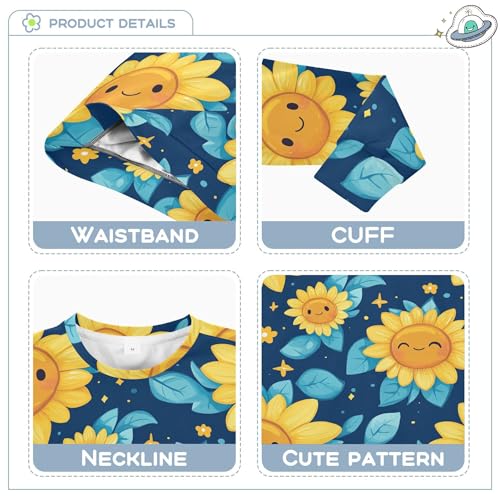 JUNZAN Cartoon Cute Sunflowers Little Girls Sweatshirts Hoodies Fleece Sweatshirt With Hoodie Athletic 4T3
