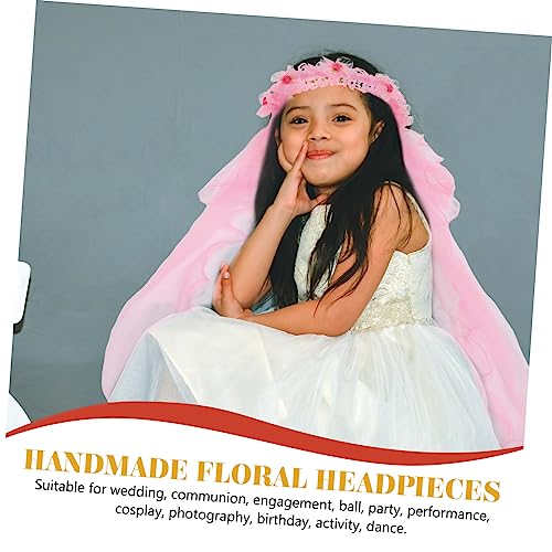 VICASKY 3pcs Floral Hair Accessories Wedding Veil Girls Flower Crown Bachelorette Party Accessory4