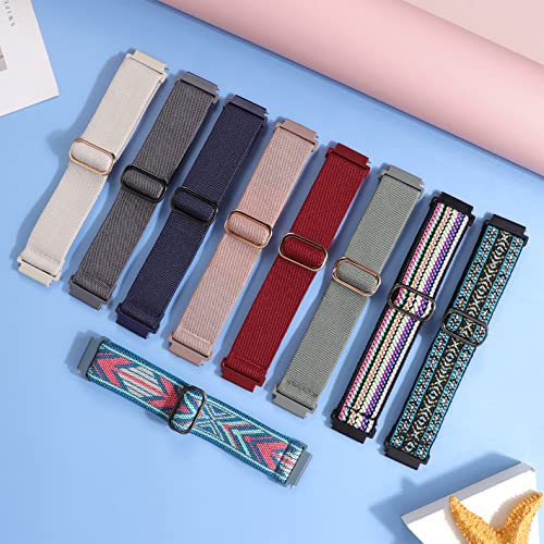 Compatible with Garmin Vivoactive 5 Band 20mm, 10 Pack Soft Stretchy Nylon Watch Bands for Garmin Venu/Venu Sq/Venu 2 Plus/Garmin Vivoactive 3/Forerunner 165/55/245 Music Strap Replacement for Women