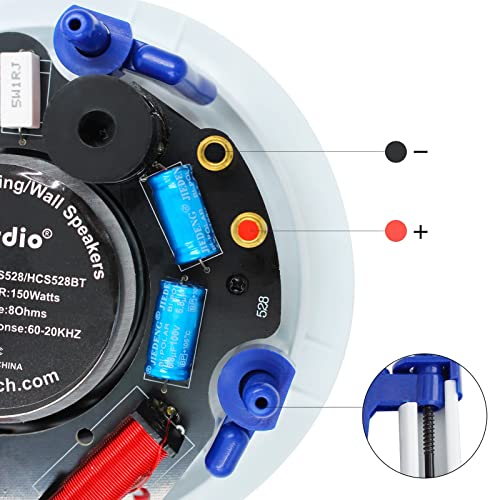 Herdio 5.25 Inch 300 Watts Ceiling Speakers, Premium Spring Loaded In Wall Speaker, For Home Theater Living Room Office(2 Speakers) #TOP5