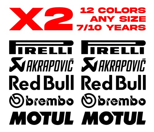 Lot x2 Planche Autocollants Tuning pour Voiture, Moto, Casque, Vélo - Vinyle PVC 3M - Résistant à l'eau - Style Sport - Multicolor - Décalcomanie - Sticker