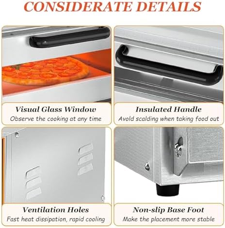 16" Indoor Double Decker Countertop Oven,Electric Pizza Oven,with 60-Minute Timer and 3 Heat Tubes, for Home and Restaurant
