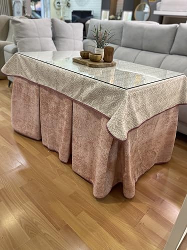 Genérico Ropa de Mesa Camilla Tejido Rústico Terciopelo Elegante Extragrueso - Color Rosa - Varias Medidas - Falda Mesa Camilla, Enaguillas, Enaguas, Ropa Chenilla (110 x 70 cm (72 cm de Alto))