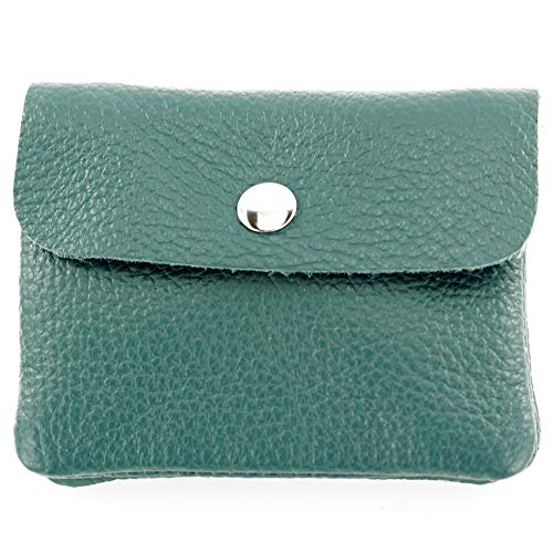 modamoda de P09 Damen Münzgeldbörse Geldbörse Portemonnaie Klein Leder Made in Italy P09, Farbe:Petrol