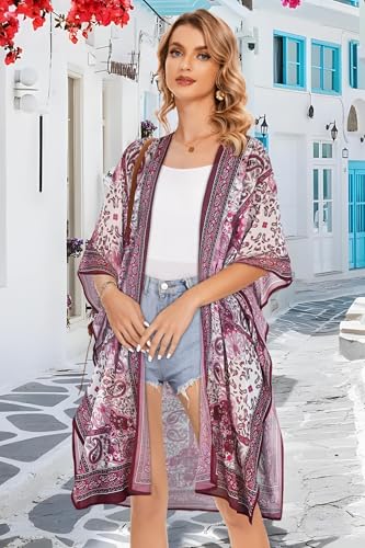 Image of Women's Kimono Beach Cover up for Summer Bathing Suits Cardigans Casual Loose Swimwear 2026
