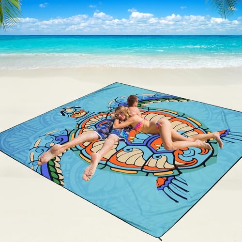 Image of WIWIGO Beach Blanket Waterproof Sandproof Beach Mat 79 inch X 83 inch /10'x9'for 2-8 Adults Quick Drying Outdoor Picnic Mat Beach Accessories for Travel, Camping, Hiking