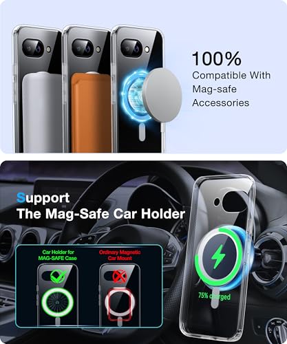 Image of [NO.1 Magnetic for Google Pixel 9a Case with MagSafe [Anti-Yellowing][Slim Fit][Military Grade Drop Tested] Transparent Case Soft Silicone Bumper for Google Pixel 9a Phone Case,Clear