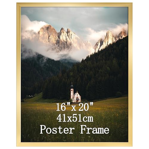 Giftgarden Gold Bilderrahmen 40x50 cm, Einzel Rahmen für 50x40 cm Fotos und Bilder | Großer Posterrahmen – ausschließlich für horizontale oder vertikale Wandmontage