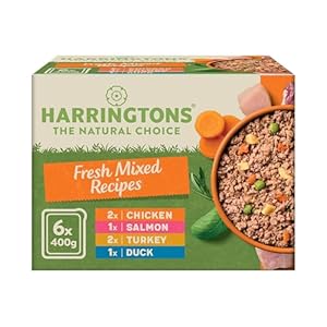 Harringtons Complete Wet Tray Grain Free Hypoallergenic Adult Dog Food Mixed Pack 6x400g – Chicken, Salmon, Turkey & Duck – Made with All Natural Ingredients