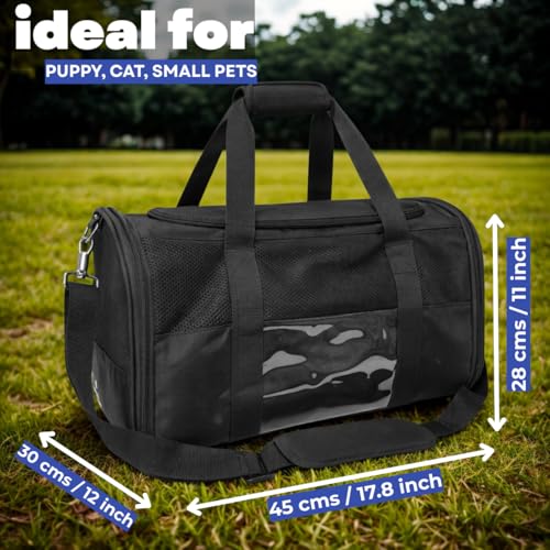 Image of Pet Carrier Bag for Small Dogs and Cats - Breathable Mesh Travel Crate with Padded Shoulder Strap, Soft Bottom and Foldable Design - Airline Approved Tote for Puppies, Kittens, and Rabbits