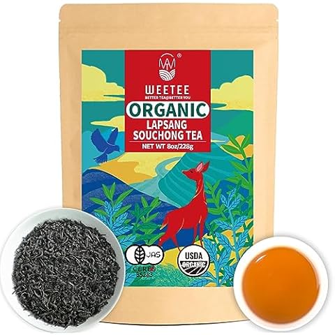 WT WEETEE Organic Lapsang Souchong Tea Loose Leaf, USDA Organic Smoky Black Tea 8 Ounces, Natural Caffeine & Antioxidant, Traditional Chinese Tea Cover