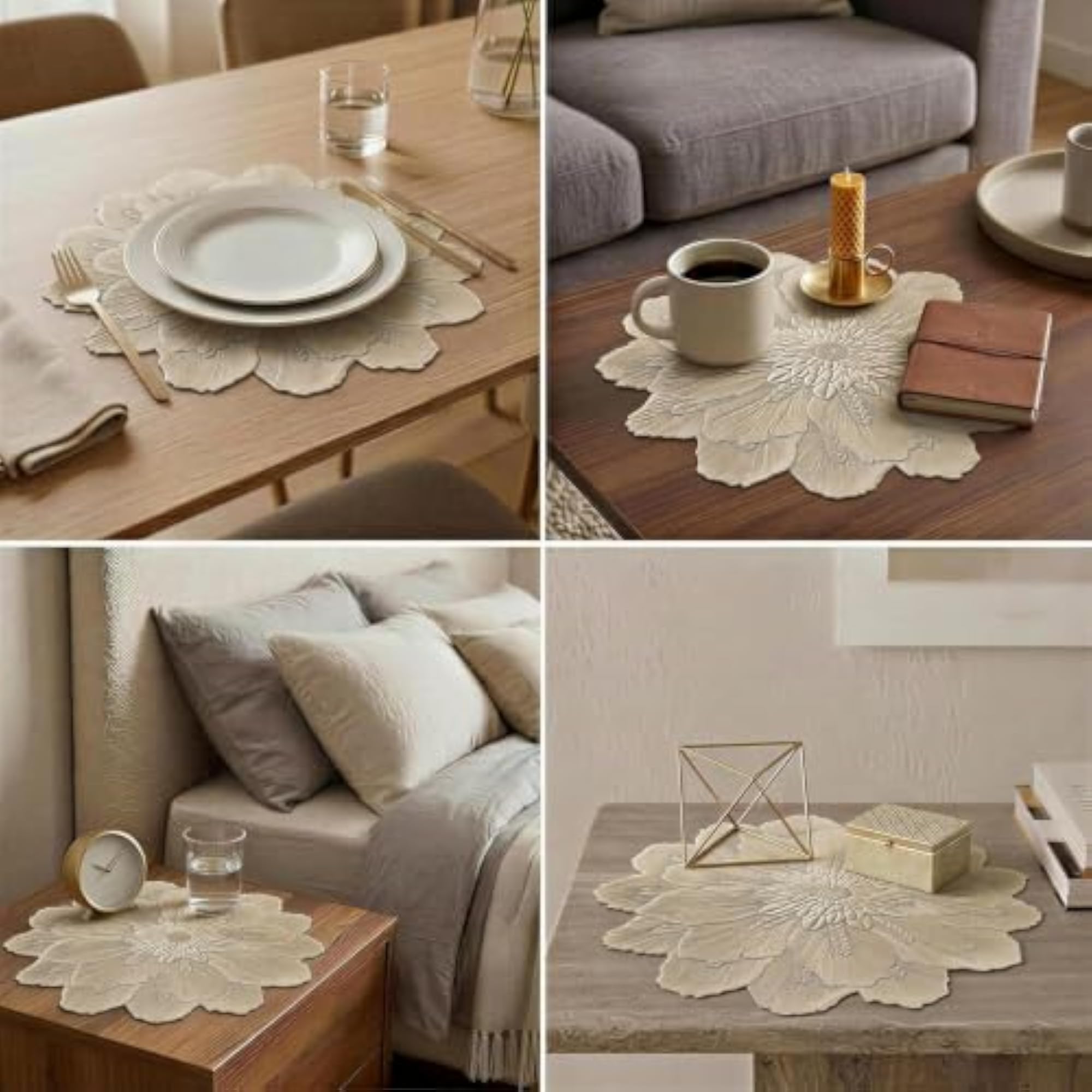 6Pcs PVC Round Table Placemats Set, Stain Resistant