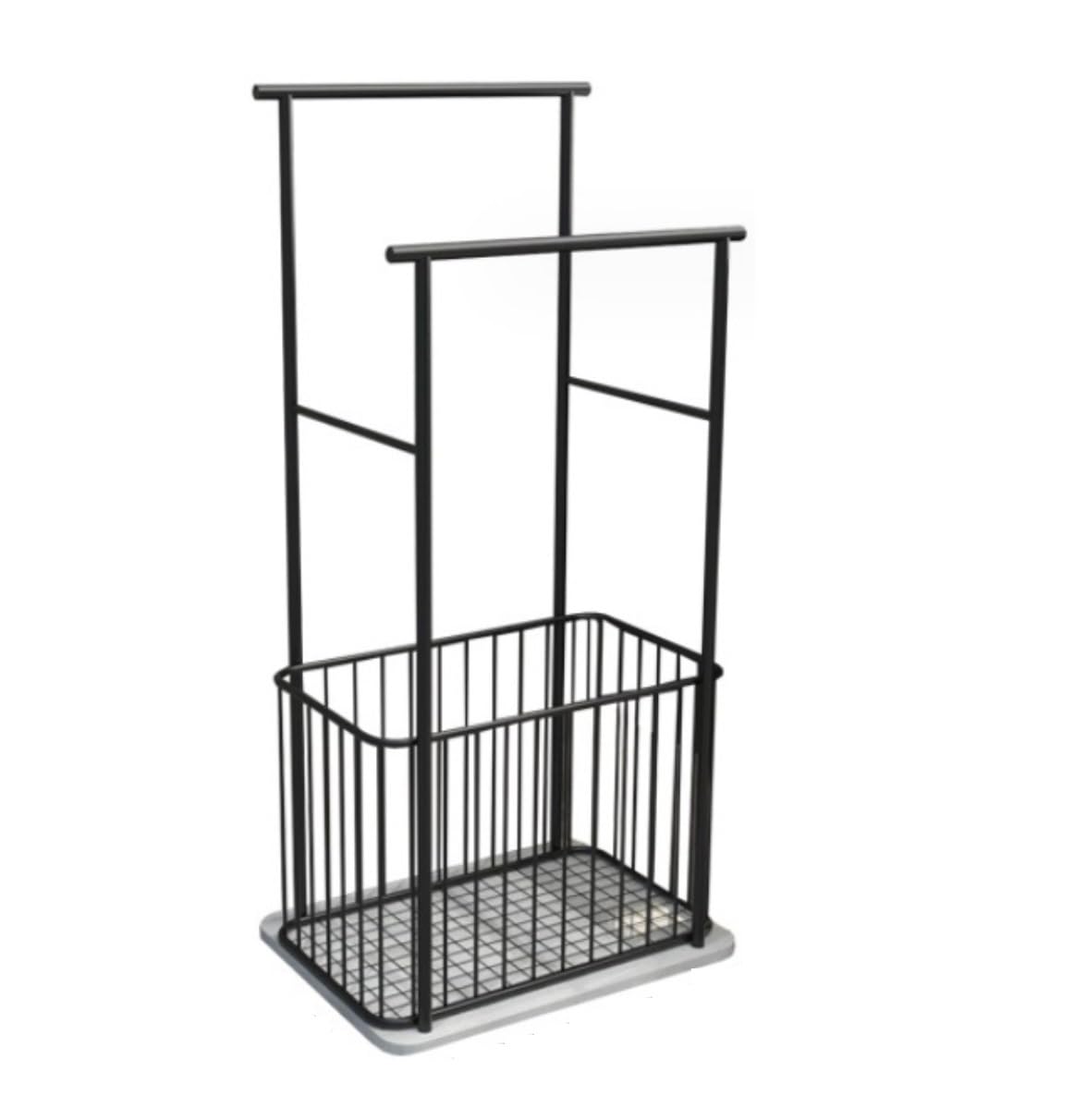 Freestanding Towel Rack Bedroom 2 Tier Metal Towel Rack With Removable Laundry Basket And Marble Base Stand Nordic Holder For Bedroom Washcloths Holder Stand(A-Black+White)