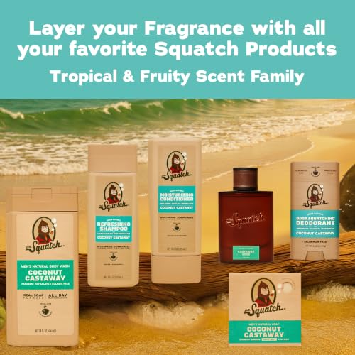Image of Dr. Squatch Natural Cologne for Men - Bergamot, Lavender, and Vanilla Fragrance Inspired by Coconut Castaway - Sustainably-Sourced Ingredients - Castaway Cove Cologne (1.7 fl oz)