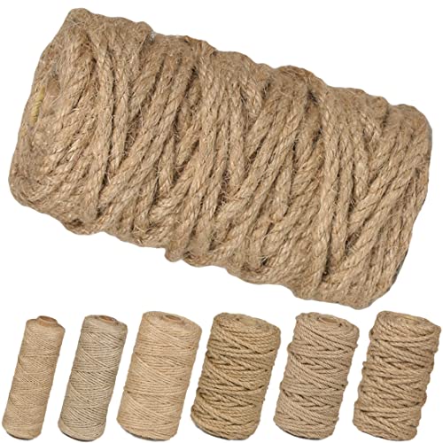 Image of PerkHomy Jute Twine String 6mm Natural Thin Ribbon for Craft Gardening Art Wedding Decoration Packing Material (80FT * 6mm)