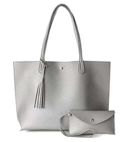 Image of Minimalist Clean Cut Pebbled Faux Leather Tote Womens Shoulder Handbag