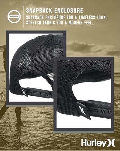 Hurley Men's League Dri-Fit Snapback Baseball Cap, Black, One Size - Image 5