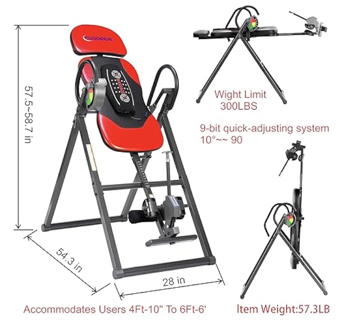 Model 1 Massage Inversion Table,Folding Heavy Duty and 300 lb Weight Capacity£¬Inversion Table for Back Pain Relief