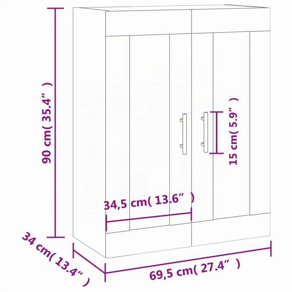 vidaXL Armoire Murale, Placard Suspendu avec Rangement, Meuble Flottant de Salon Bureau Chambre, Moderne, Chêne Sonoma Bois d'Ingénierie