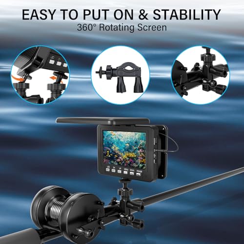 Image of Underwater Fishing Camera 5 inch LCD Monitor Portable Fish Camera with Light Waterproof IP68 for Ice Fishing, Lake Sea Boat Kayak Fishing