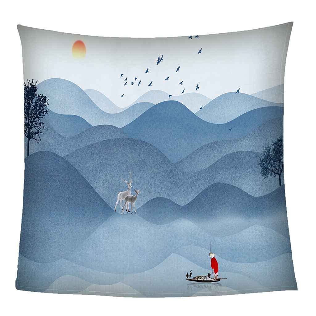Couverture wapiti en flanelle bleue 150x200 cm pour canapé et lit toutes saisons