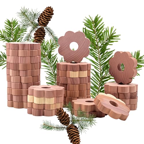 Anillos Antipolillas de Madera de Cedro - 30x Anillos De Madera De Cedro, Antipolillas para Ropa Armario para Ropa, Armarios, Ambientador, Perchas, Cajones, Duradera contra de la Ropa y para Ropa