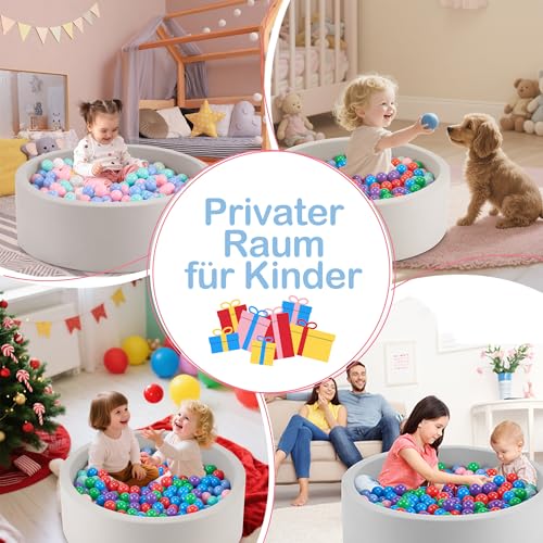 Aunekiv Bällebad für Baby ab 1 Jahr ohne Bälle, 90x30 cm Bällepool Ballgruben Spielzeug für Kleinkinder, Grau