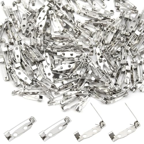 RuiDee 200 Pieces Bar Pin Back 20mm Brooch Pin Back Metal Back Brooches Bar Jewelry Pins Locking Pin Back Clasp for Badges DIY Craft Name Tags (20mm/DIY)
