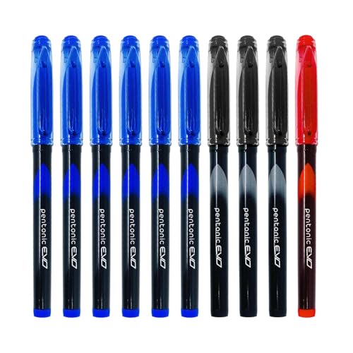 Image of Pentonic EVO 0.7 mm Gel Pen | Blue, Black & Red Ink, Pack of 10