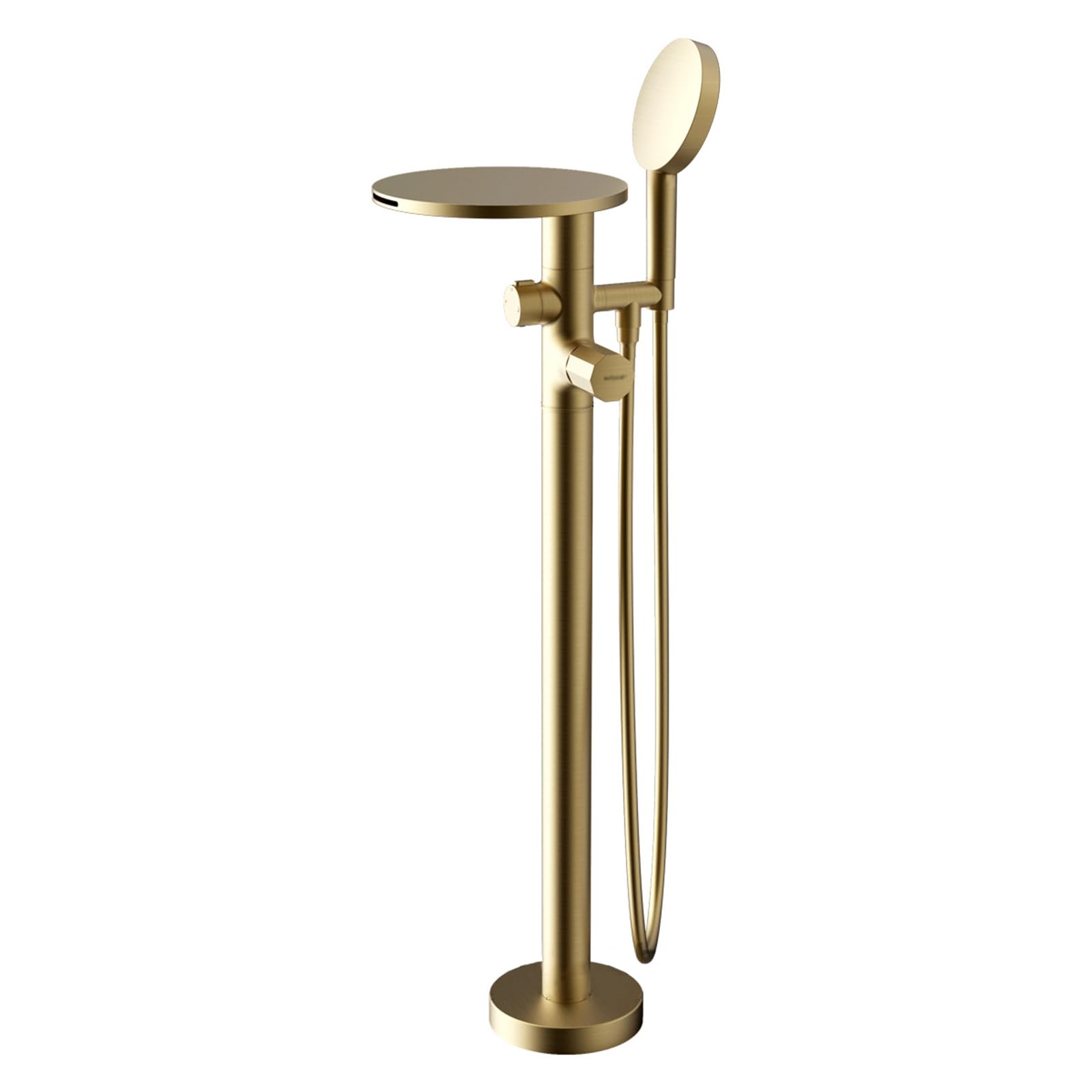 Grifo Mezclador de Bañera Y Ducha Independiente Grifos de Bañera Dorados Cepillados Grifo Mezclador de Bañera Y Ducha Tipo Cascada + Kit de Ducha Grifo Mezclador de Agua Fría Y Caliente para Baño
