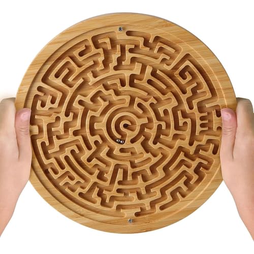 Jeu De Société Labyrinthe en Bois, Labyrinthe en Bois Fabriqué À La Main, Puzzle Labyrinthe À Boules, Jeu De Labyrinthe pour Enf-Ants pour La Coordination...