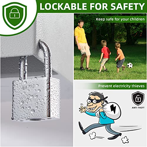 Topseeng Prewired Temporary Power Outlet Panel - Lockable Enclosed Rv Breaker Box With 20, 30, 50 Amp Receptacle Installed, Nema 3R Enclosure Weatherproof Plug For Temporary Hookup Camper Trailer #TOP4