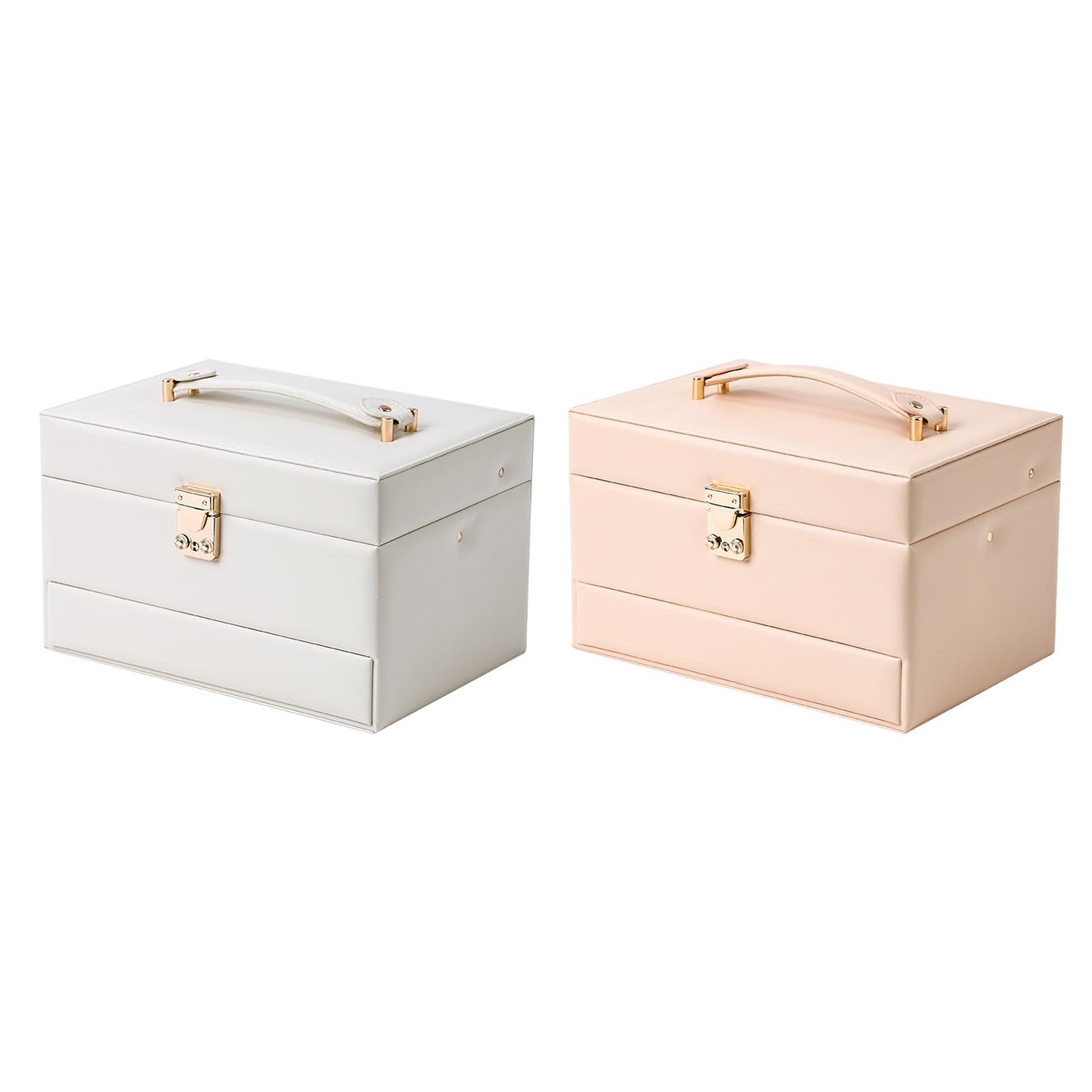 Joyero de apertura automática, organizador de cuero de 3 niveles para aretes, collares, anillos, estuche de almacenamiento apto para viajes, estuche de joyería con múltiples compartimentos