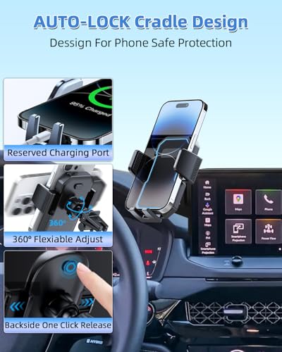 Image of PZK Car Phone Holder for 2023-2025 2026 Honda Accord Hybrid Sport /-L /EX-L /Touring /Prime (Only for 12.3-inch Screen) Auto Lock Car Phone Mount with Stroage Box Not Affect Vent (Not Fit for LX /EX /SE)