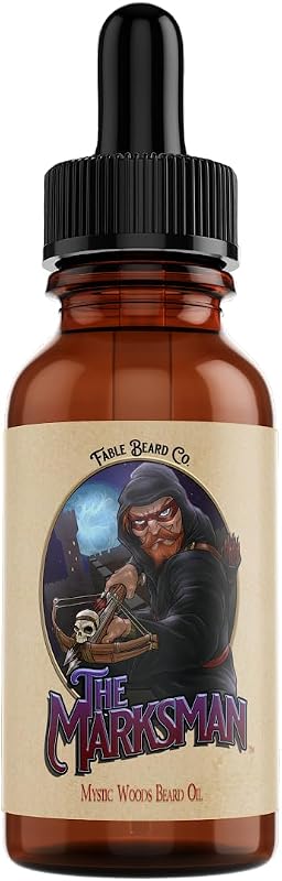 Fable Beard Co. Óleo para Barba The Marksman, fragrância de pinho fresco e cedro quente, com óleos de jojoba e argan, vitamina E, 30 mL
