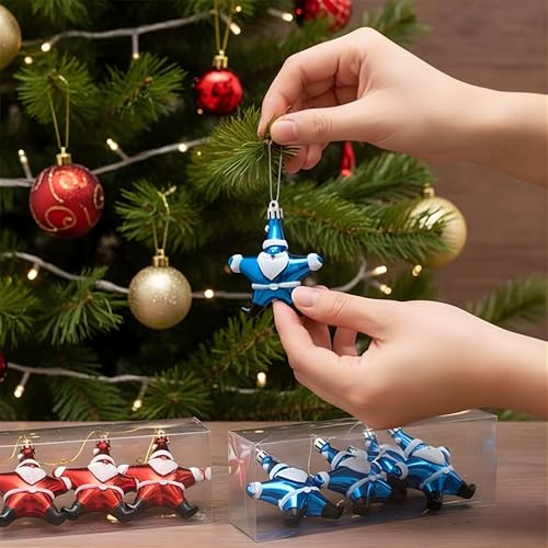 Image of Crackles Santa Face Star Hanging Ornaments (Set of 4) | Multicolor Christmas Tree Decorations | Festive Xmas Hanging Decor for Home, Office & Party, Party Favors