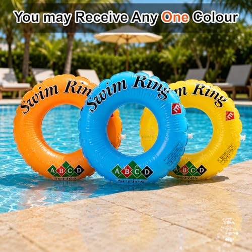 Image of Koochie-Koo Ring Swimming Tube for Kids Inflatable Pool Float Tube for Boys & Girls Thick PVC Swim Tube with Leak-Proof Valve, Safe & Durable Water Float for Pool Beach Summer Fun (Random Colour)