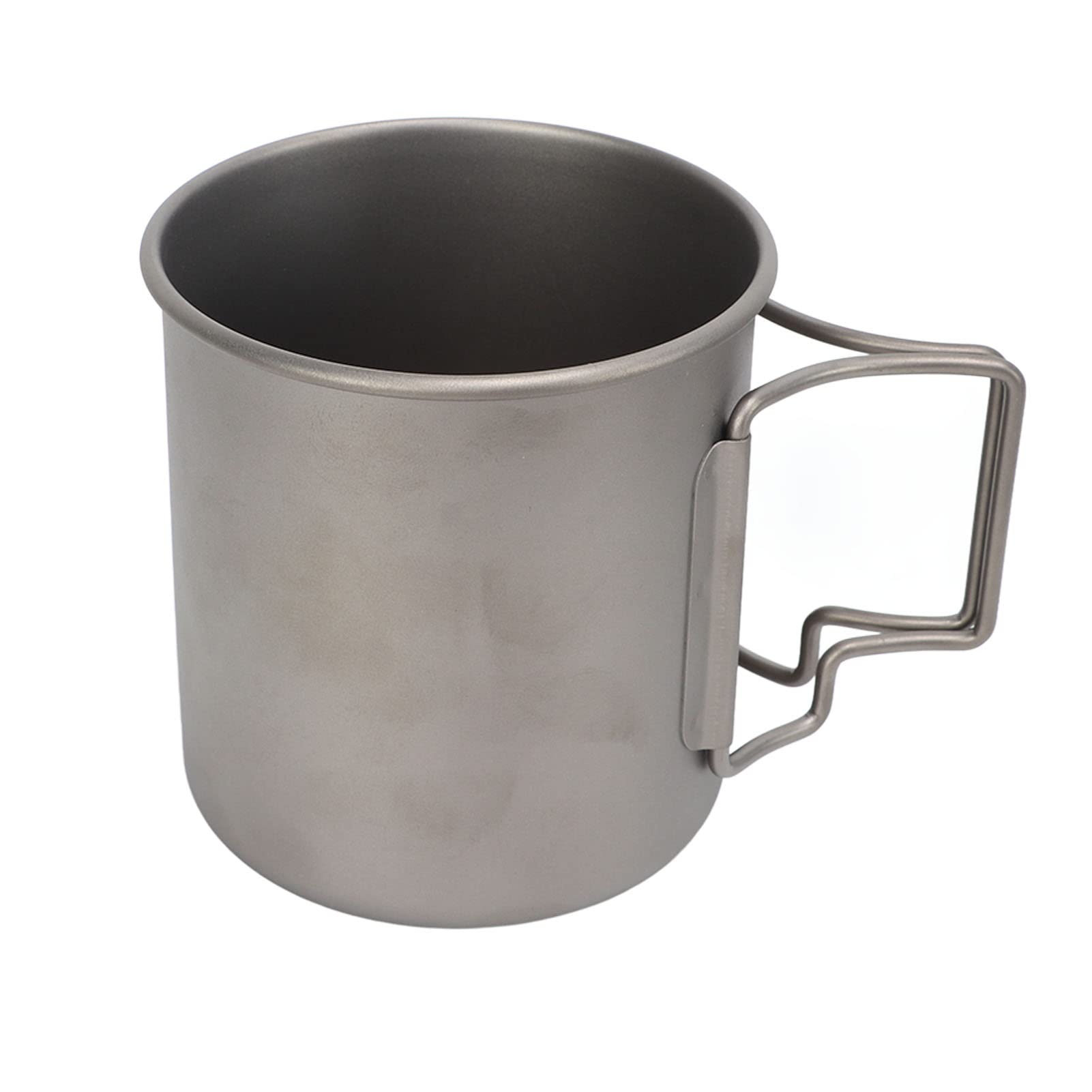 Camping Titanium Cup, 500 ml zaokrąglona krawędź Lekki przenośny kubek ze składanym uchwytem do użytku na zewnątrz
