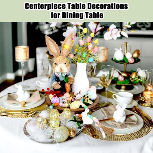 Trayincluded16pcseasterdaydecorsetbunnyfigurineartificialspringflowerseggsornamentsbeadgarlandtabledecorationswithtrayrusticfarmhousecenterpiecefortablehomeblue Urban Country Home Decor Tray included 16 pcs easter day decor set bunny figurine artificial spring flowers eggs ornaments bead garland table decorations with tray rustic farmhouse centerpiece for table home blue urban country home decor